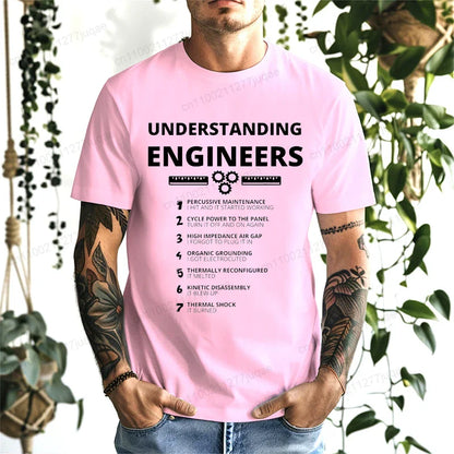 Understanding Engineers Funny Sarcastic T Shirt Men Casual Short Sleeve Graphic Tees T-Shirts Engineering Humor Streetwear Gift