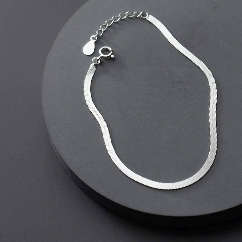 Classic 925 Sterling Silver Charm Braceket or Anklet for Women Adjustable Snake Bone Chain Fine Jewelry 2020 Design