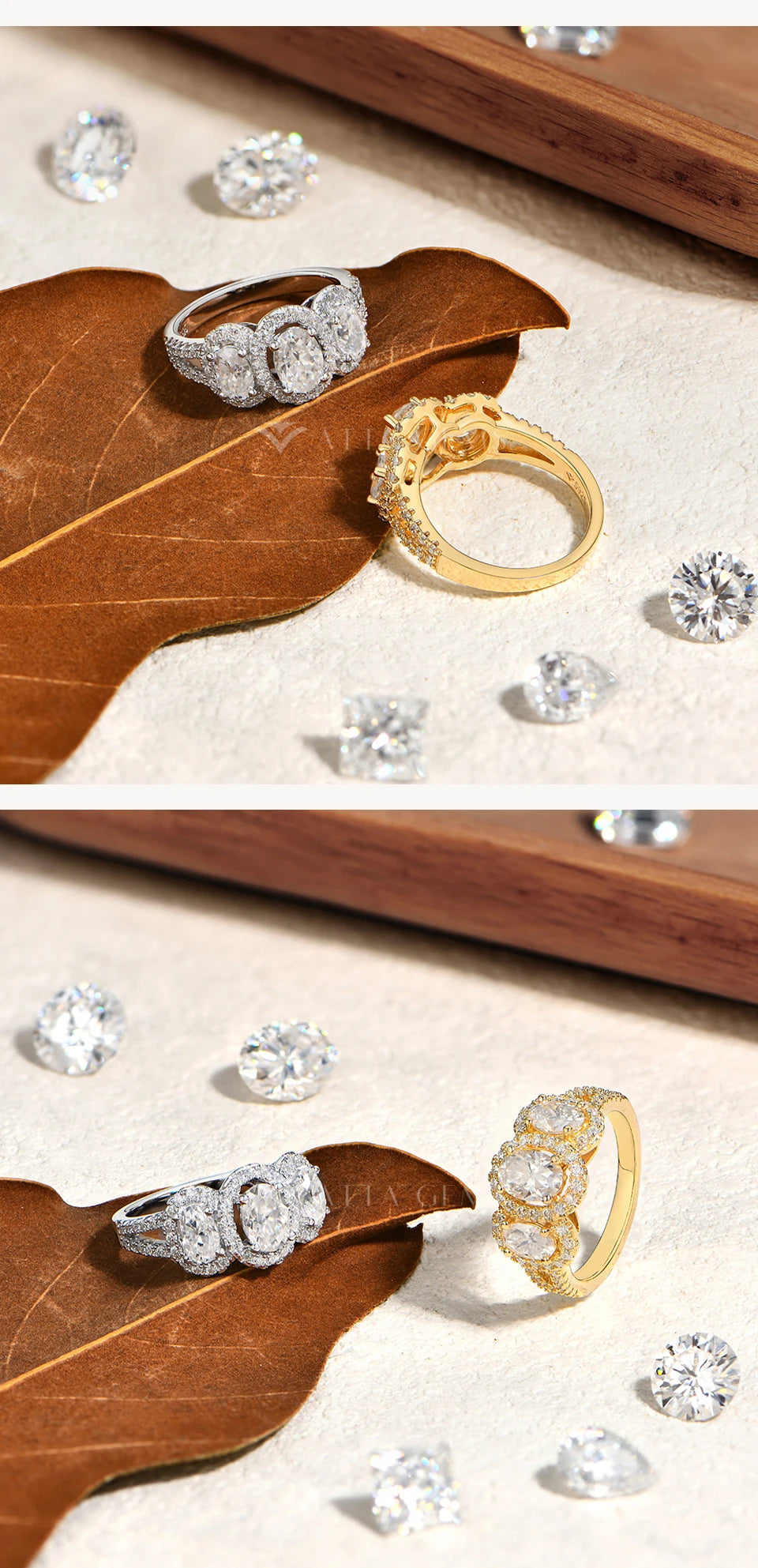S925 Silver Lab Moissanite Rings for Women Sparkling 3pc Diamond 18k Gold Plated Ring Luxury Romantic Engagement Jewelry