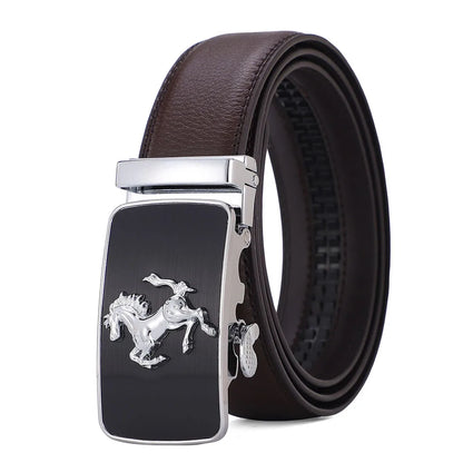 Automatic Buckle Men's Leather Belts Formal Eagle Horse Belt for Men Luxury Designer Brands Male Waist Strap Fashion Accessories