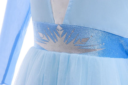 Halloween Girls Elsa Dress With Floor Length Cloak Child Long Sleeve Print Princess Frocks Kids Carnival Party Elegant Gown