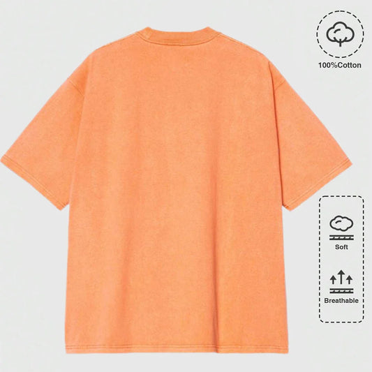 Milfa Purple Art Letter Printing Washed T-Shirts Womens Cotton Short Sleeve Tops Street O-Neck Oversize T Shirt Summer Clothes
