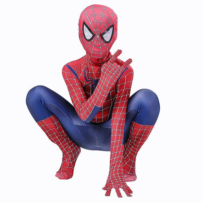 New Remy Jumpsuit with Halloween Superhero Web Spider Mask Costume for Boys Girls Soft Breathable Fabric Party Dress Up Cosplay