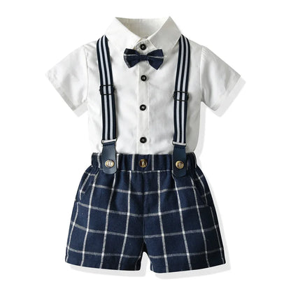 Kids Boys Formal Birthday Outfit Suit Toddler Gentleman Wedding White Shirt 1-7 Years Baby Pants Boys Ceremony Outfits