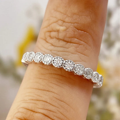 2mm D Color Full Eternity Moissanite Rings for Women Everyday Wear Jewelry Birthday Gift 925 Sterling Silver Promise Band
