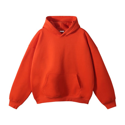 Thick 350gsm Fleece Hooded Hoodies For Men Unisex Winter Oversized Loose Basic Solid Sweatshirts Pullovers Coats HY0631