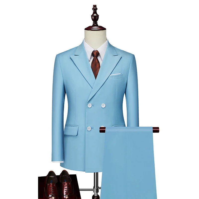 Men's Slim Fit 2 Piece Suit Elegant Business Wedding Party Blazer Jacket PantsElevate Your Look