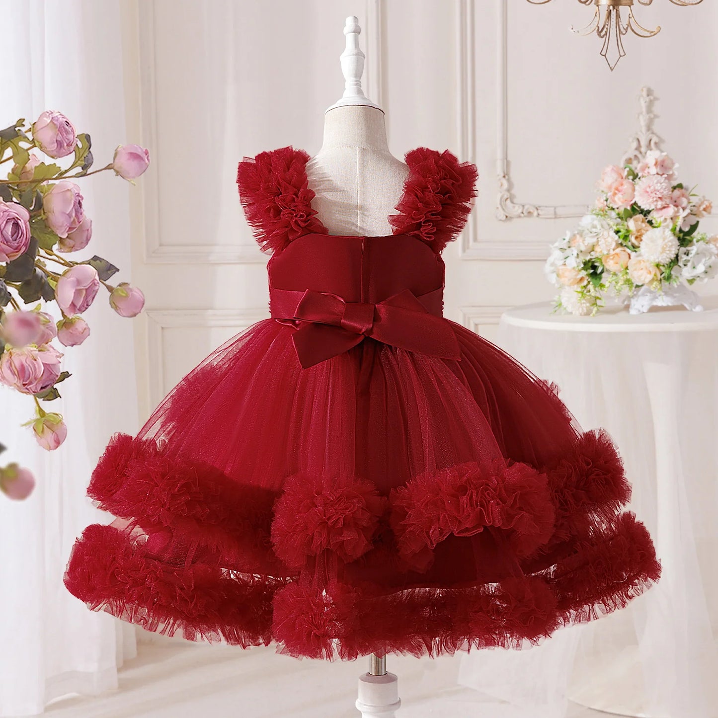 Vestido Infantil Verão Contas Meninas Elegante Aniversário Casamento Damas de Honra Princesa Vestidos Menina Laço Noite Formatura Vestidos