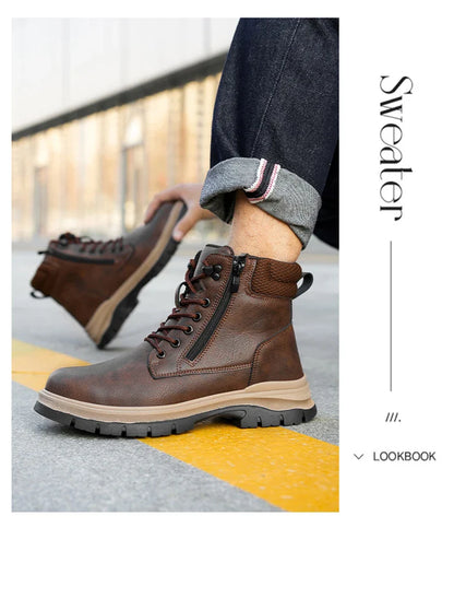 Protection Safety Shoes Men's Anti-smash Anti-puncture Wear Resistance Work Boots Anti-slip Sole Indestructible Safety Shoes
