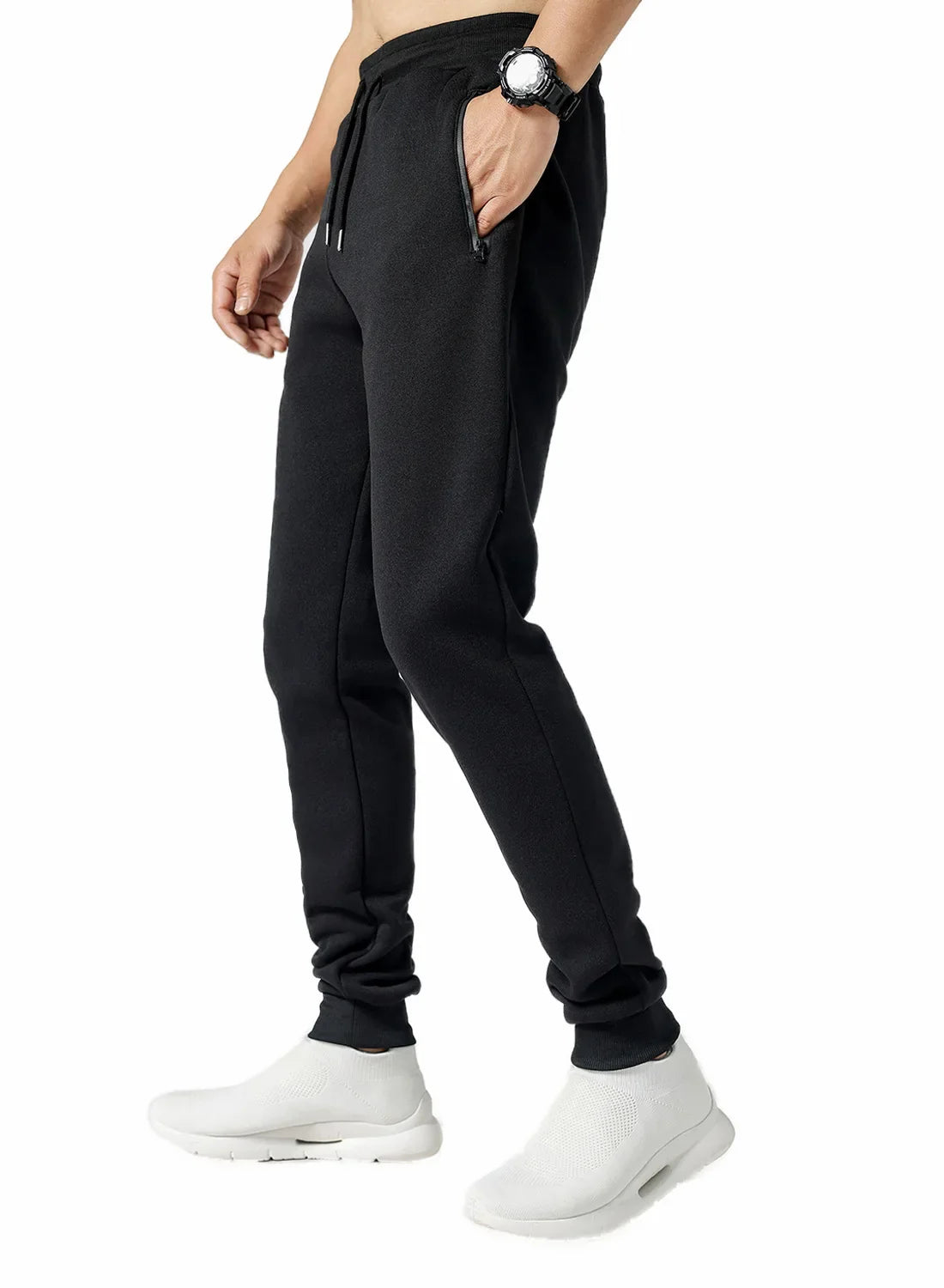 New Sweatpants Side Zipper Pockets Men Joggers Track Pants Elastic Waist Sport Casual Trousers Baggy Fitness Gym Clothing