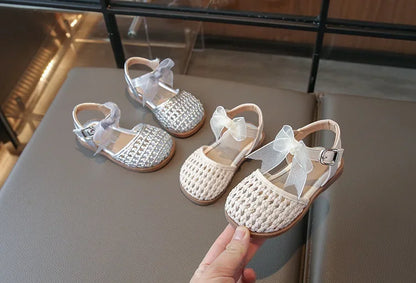 Kids Girls Shoes Children's Woven Sandals New Summer Popular Roman Shoes Children's Soft-soled Princess Shoes