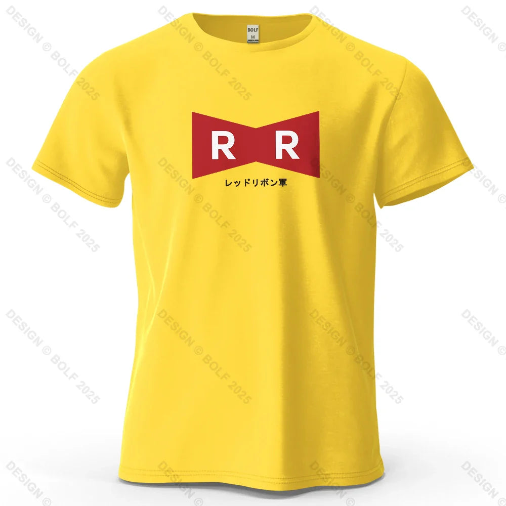 Red Ribbon Army Printed Men's T-Shirt 100% Cotton Oversized Anime Graphic Tees for Women Tops Tees Casual Streetwear