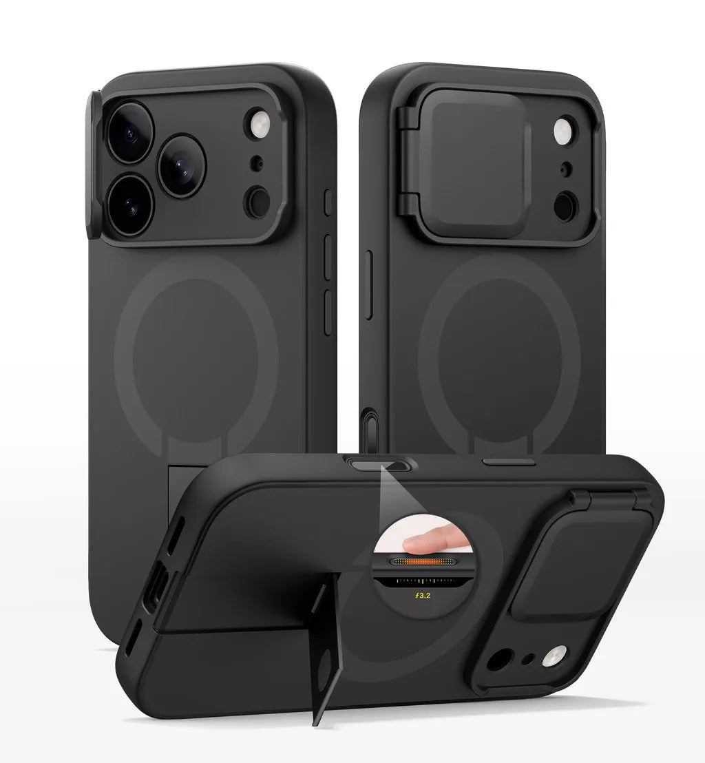 iPhone 17 Pro Max Case Magnetic Protective Cover with Camera Cover Adjustable Metal Kickstand