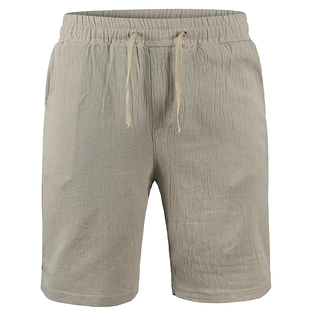 New Men's Cotton Linen Shorts Pants Male Summer Breathable Solid Color Linen Trousers Fitness Streetwear S-3XL