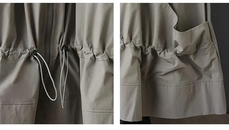 2026 New Solid Color Spring And Summer Feminine Temperament Zipper Fashion Loose Irregular Drawstring Elegantankle-length Skirt