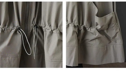 2026 New Solid Color Spring And Summer Feminine Temperament Zipper Fashion Loose Irregular Drawstring Elegantankle-length Skirt