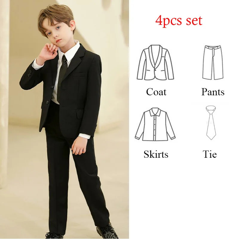 Spring Autumn Children Boy Wedding Suit Teenager Kids Formal Elegant Suits For Boy 1-14  Years Boys Suits Outfits Set