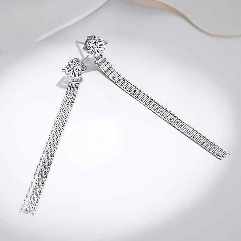 Moissanite Drop Earrings With Gra Certificates 1carat D Color Diamond Earring 925 Silver Long Tassel Dangle Earring For Women