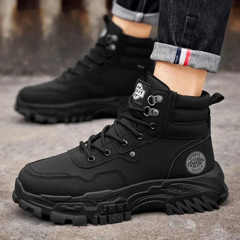 Men Boots Cotton Boot Platform Autumn British High Top Retro Thick Sole Lace Up Comfort Anti Slip Sport Mountaineering Boot