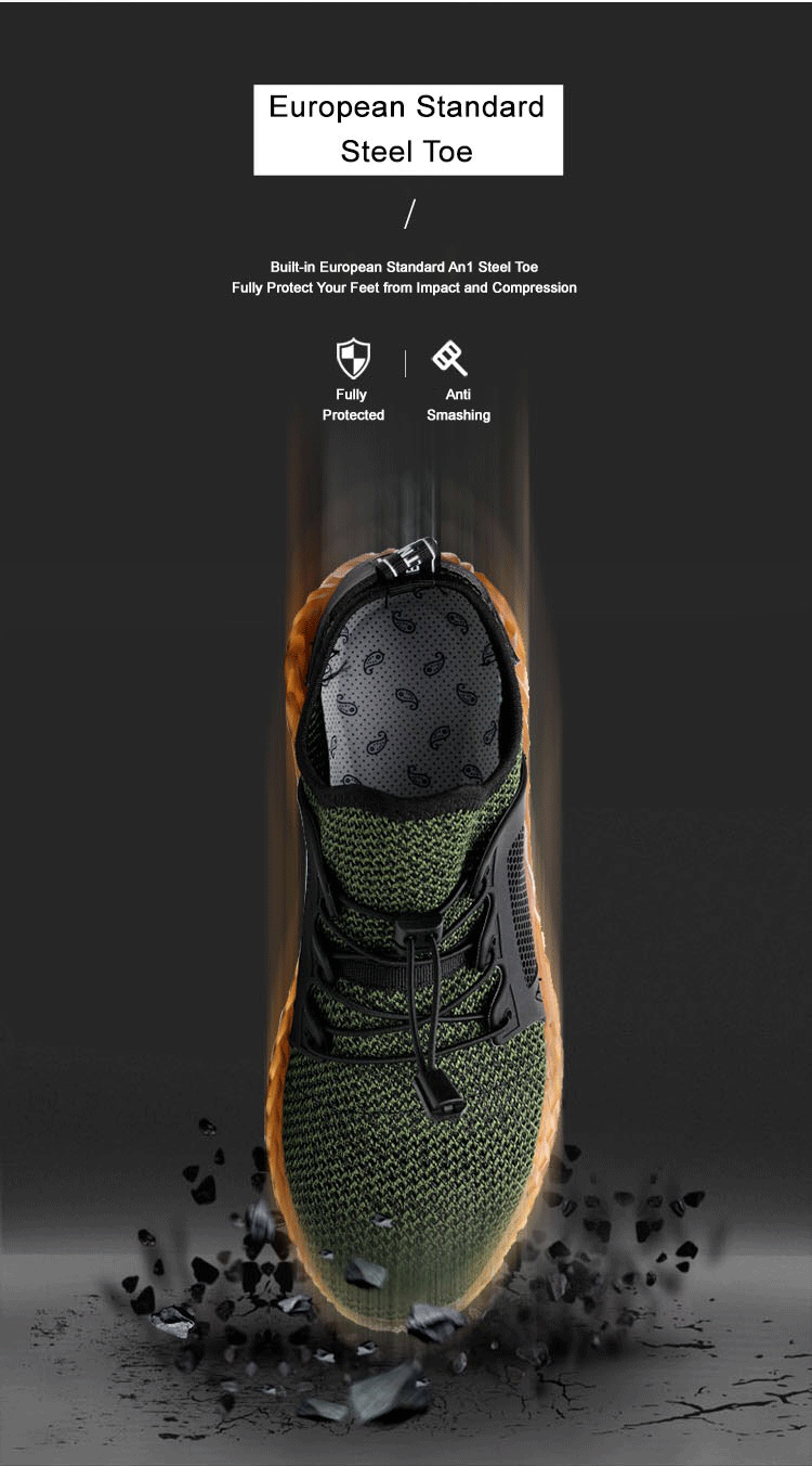 Summer Mesh Work Sneakers Lightweight Steel Toe Work Boots Indestructible Safety Shoe Breathable Construction Work Boot Footwear
