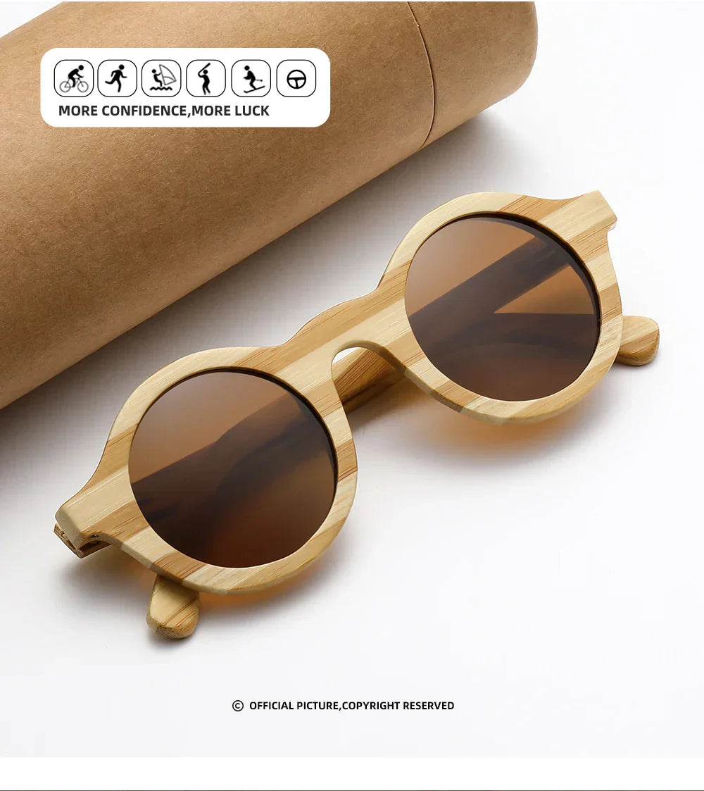 Natural Zebra Bamboo Wooden Aduit Sunglasses Handmade Polarized Glasses Mirror Coating Lenses Eyewear With Gift Box 8620C