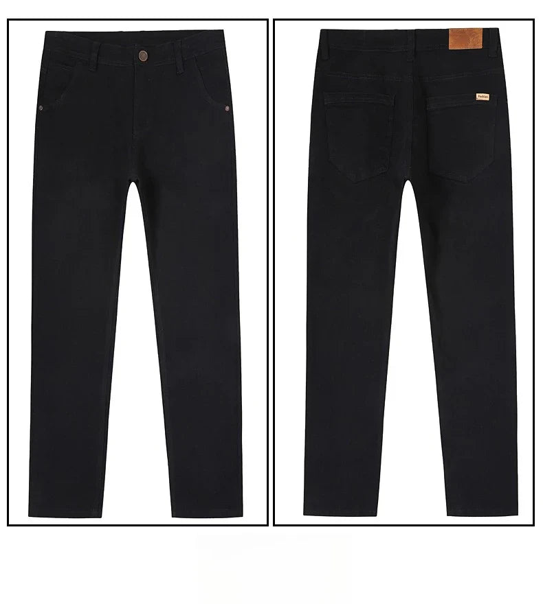 Men's Straight Leg Jeans Slim Fit Stretch Comfort Denim Pants Korean Casual Fashion Minimalist Business Male Daily Trousers