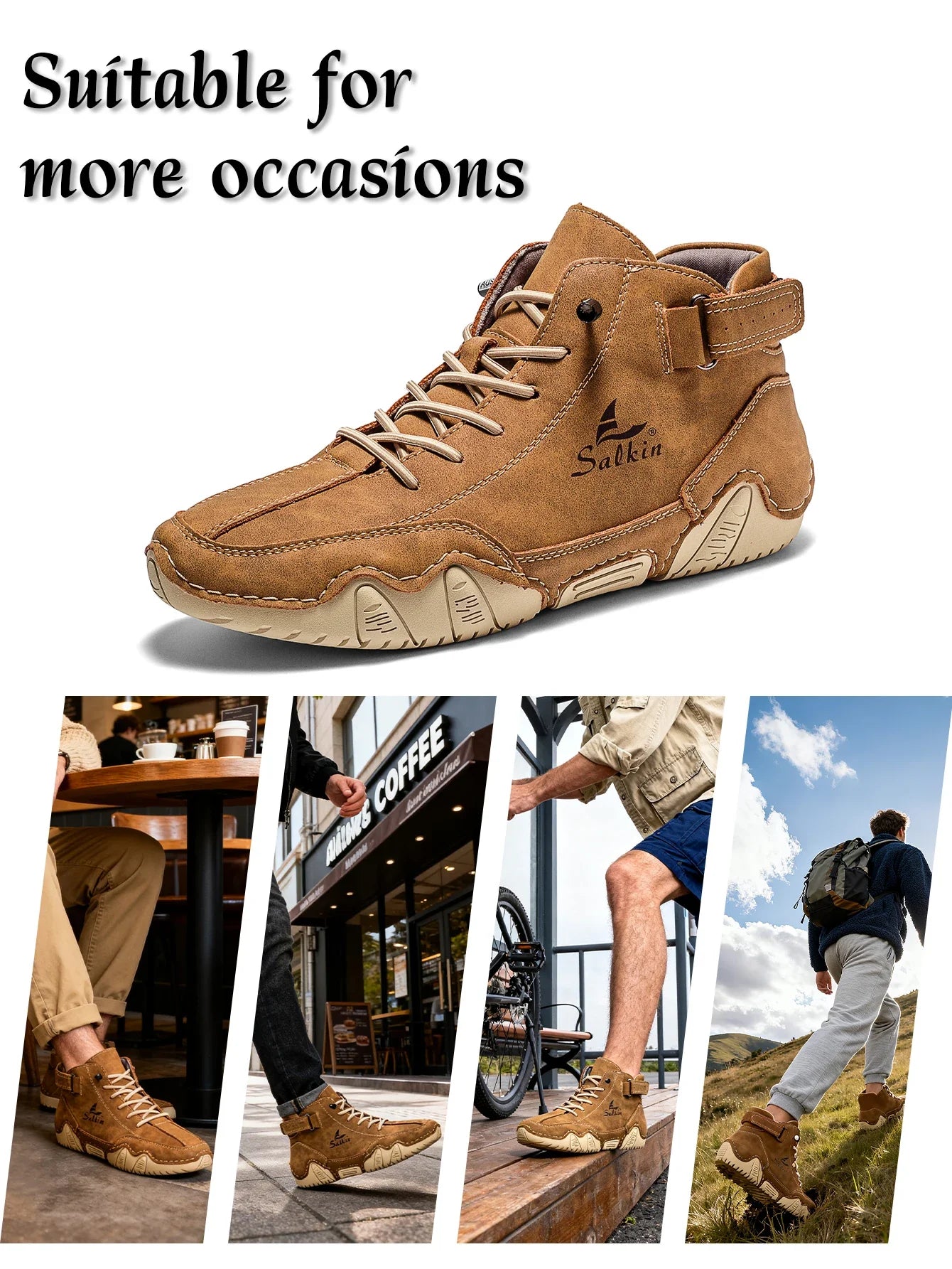 New Handmade Men Boots Design Sneakers Man Outdoor Casual Leather Men Sneakers Ankle Boots Trekking Fall Breathable Hot Sale
