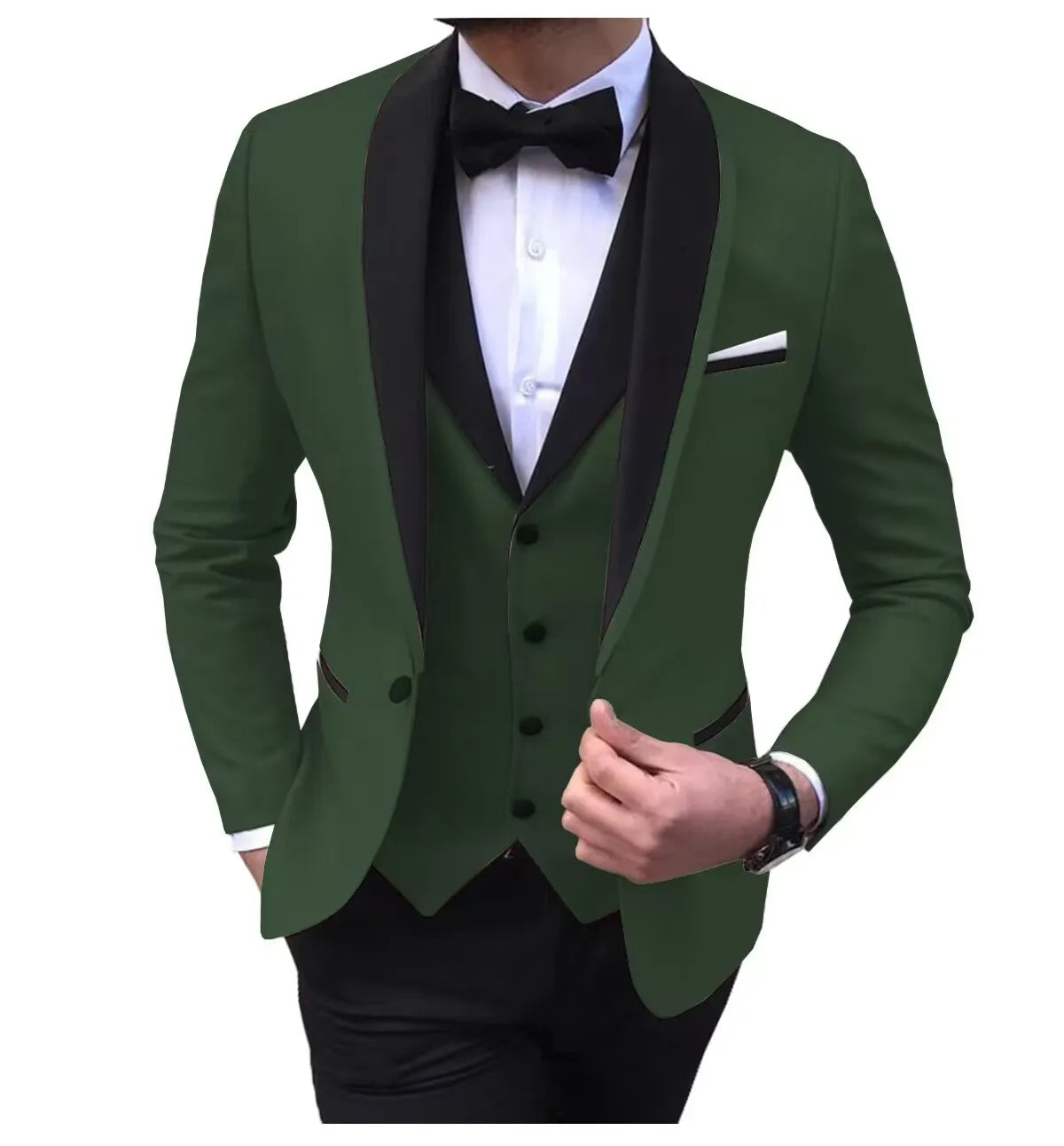 Latest Solid Casual Men's Suit Slim Fit Blazer Male Groom Tuxedos Wedding Business Party Suits 3 Pieces Sets(Jacket+Vest+Pants)