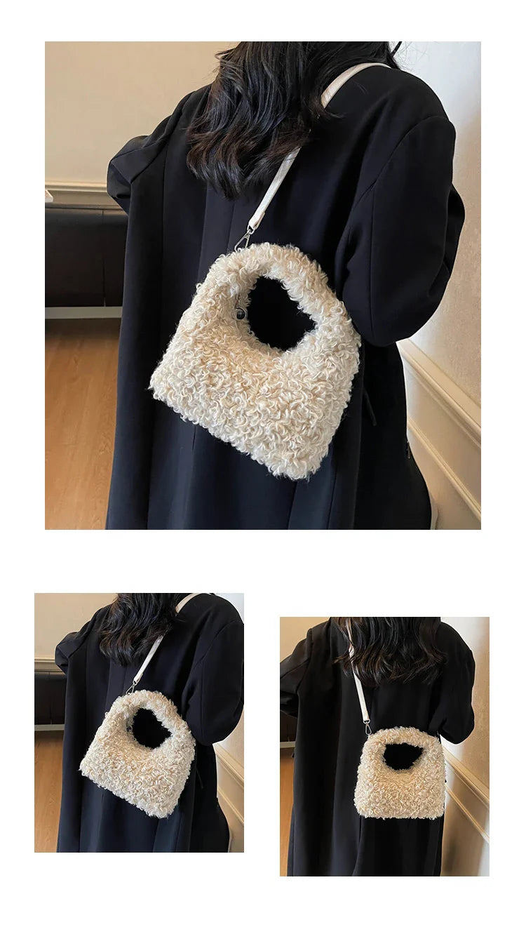 Plush Sweet Shoulder Bags for Women Cute Autumn and Winter 2025 New Versatile Fashion Large Capacity Women's Handbags