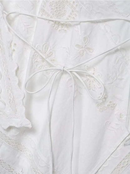 New Women Embroidery Halter Fashion Elegant Crop Tie Top Woman 2025 Sleeveless Backless Short Tops Women Sexy Elegant Party Top