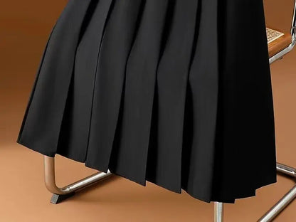 Gray Solid Folds Office Lady Casual High Waist A-line Loose Women's Skirt Mid-Calf Long Skirts For Women Clothing Fashion 2024