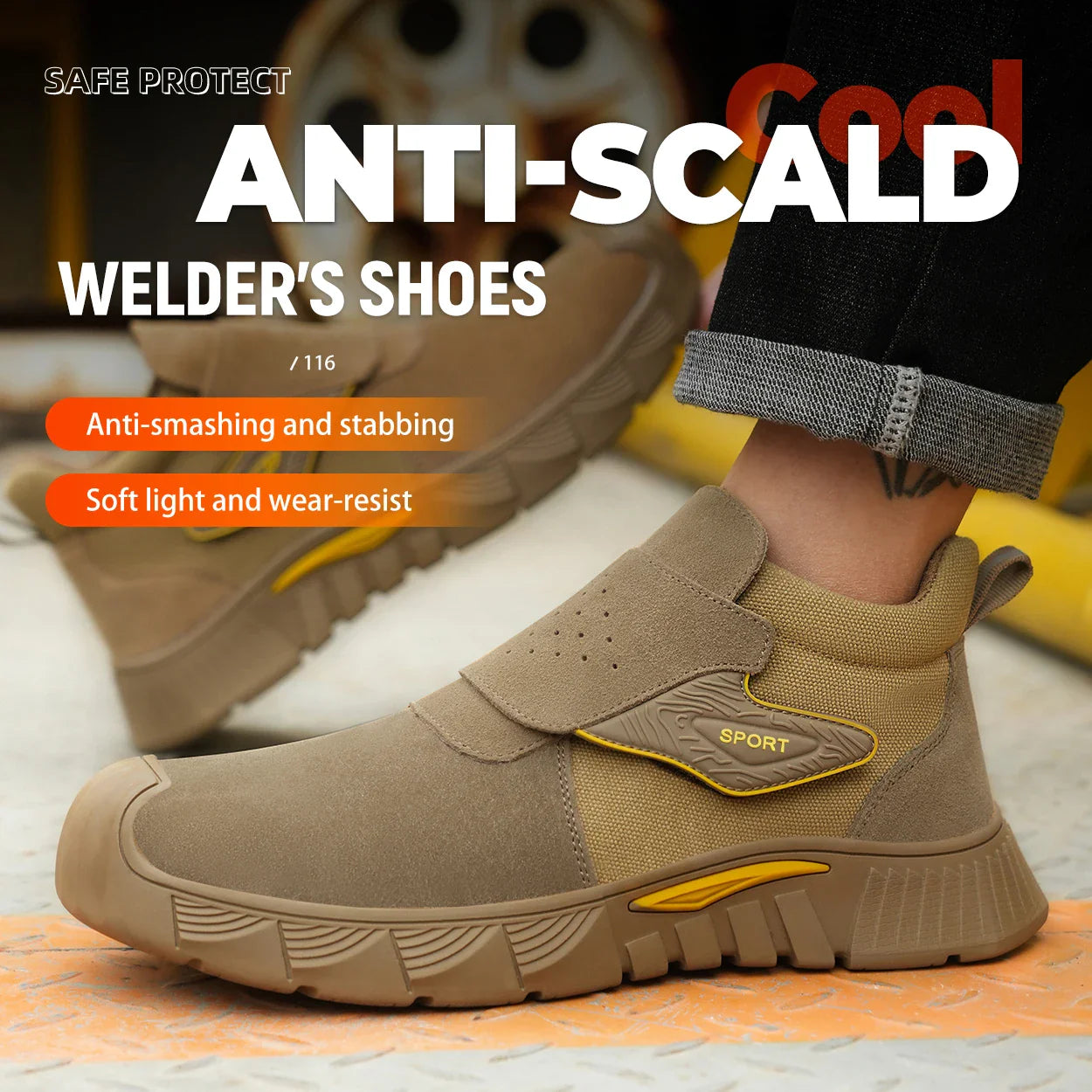 Fashion best quality Protective Work Safety Shoes For Men Breathable Shoes Anti-Puncture Steel Toe Cap Anti Puncture Work Boots