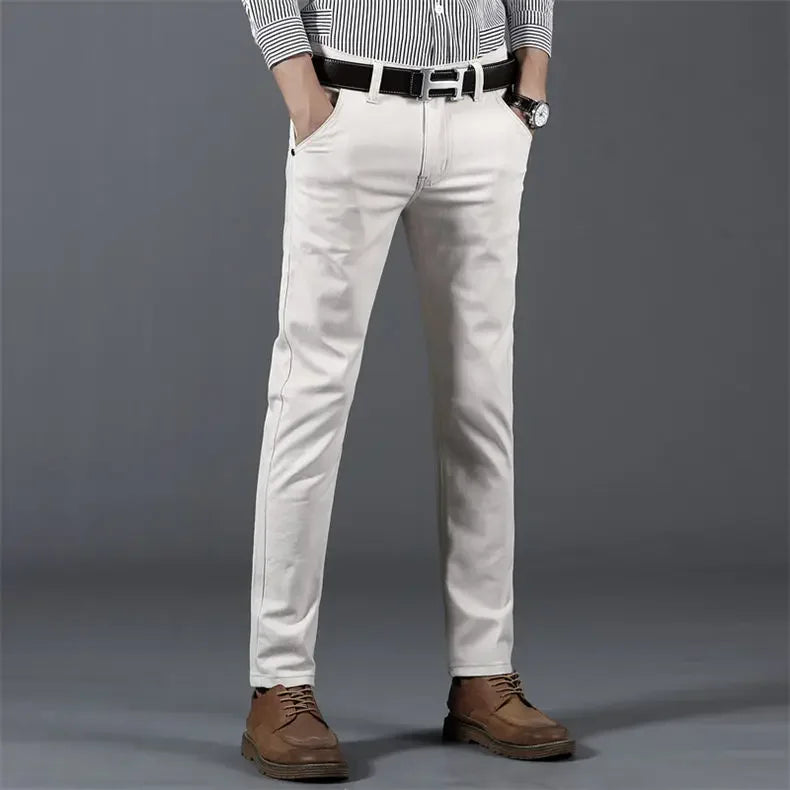 6 Color Men Slim Casual Pants New Classic Business Fashion Comfortable Stretch Cotton Elastic Straigh Trousers Male