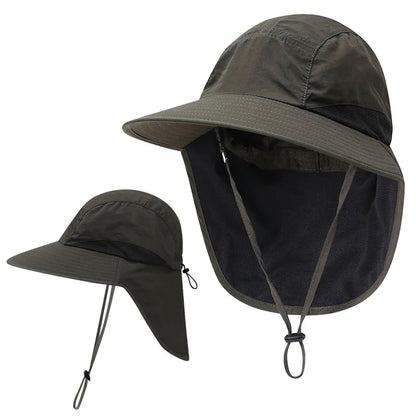 Outdoor Sun Hat for Women Youth Girls 50+ UPF Protection Safari Cap Wide Brim Fishing Hat with Neck Flap BeacH