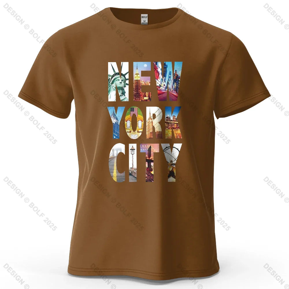 NYC Vibes Printed Men's T-Shirt 100% Cotton Oversized Urban Trendy Graphic Tees for Women Tops Tees Casual Streetwear
