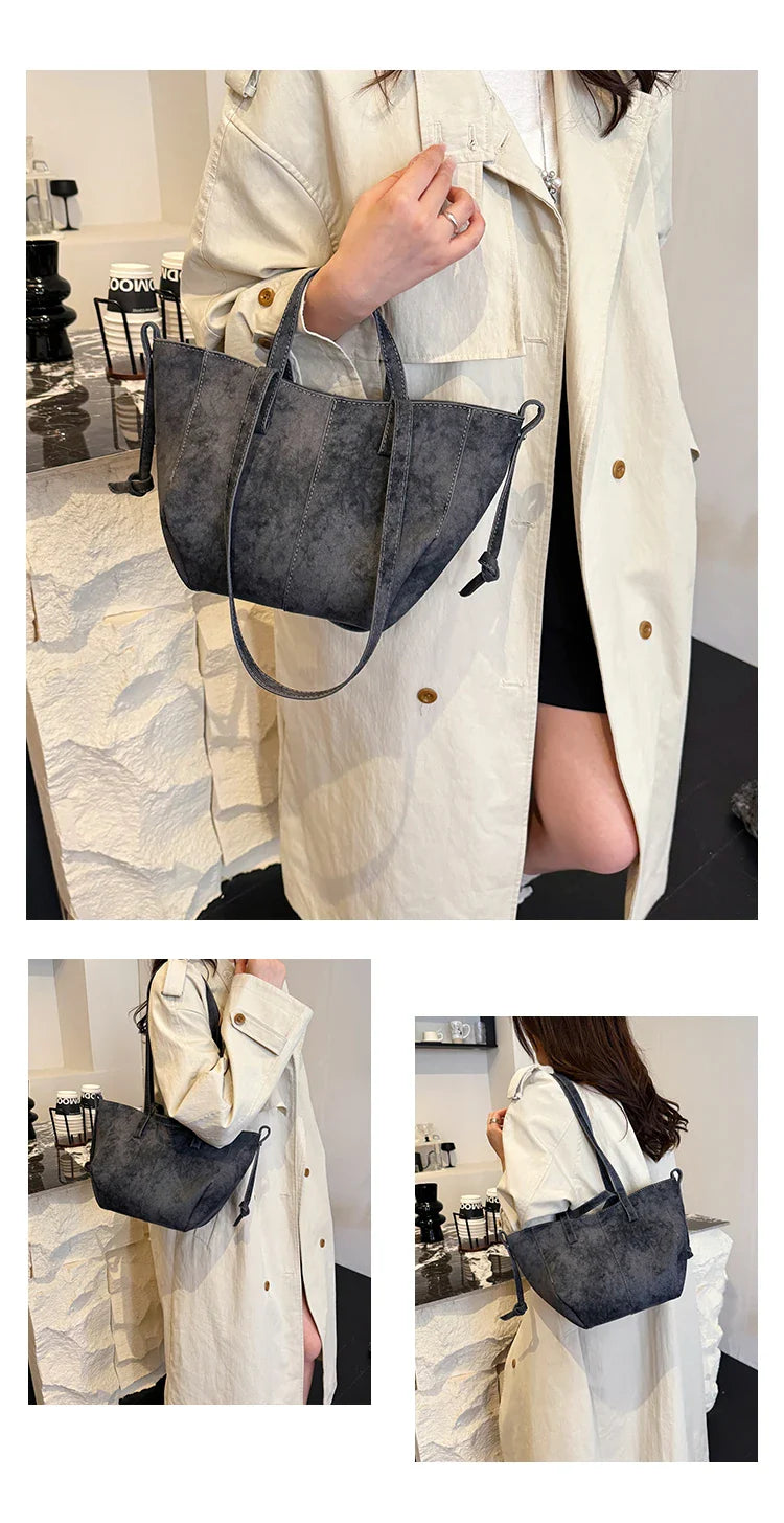 2025 Hot Sale Autumn Soft Women's Handbags Faux Suede Solid Color Large Capacity Shoulder Bag Casual Versatile Ladies Bags