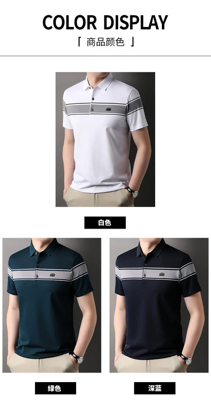 Summer best-selling high-end brand exquisite embroidery men's short sleeve POLO shirts breathable cotton casual business T-shirt