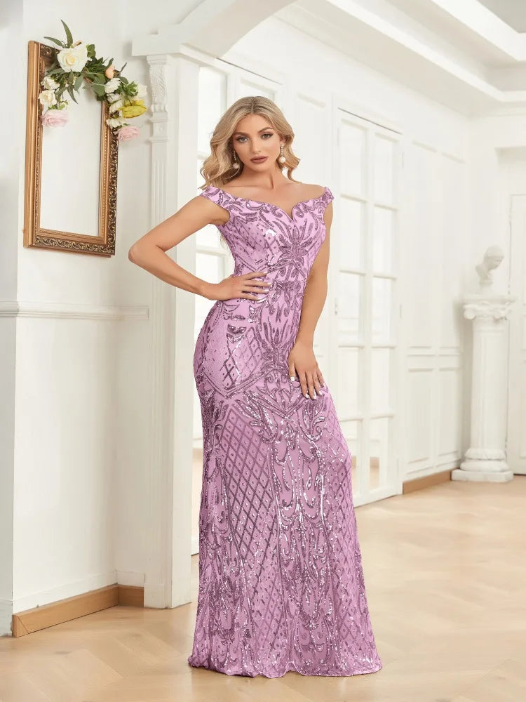 Luxury Sequin Saudi Evening Dresses One Shoulder Long Elegant Floor-Length Arabic Women Formal Prom Party Mermaid Gowns
