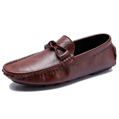Genuine Leather Men Casual Shoes Black Mens Loafers Fashion Luxury Brand Lightweight Comfortable Slip on Boat Driving Shoes