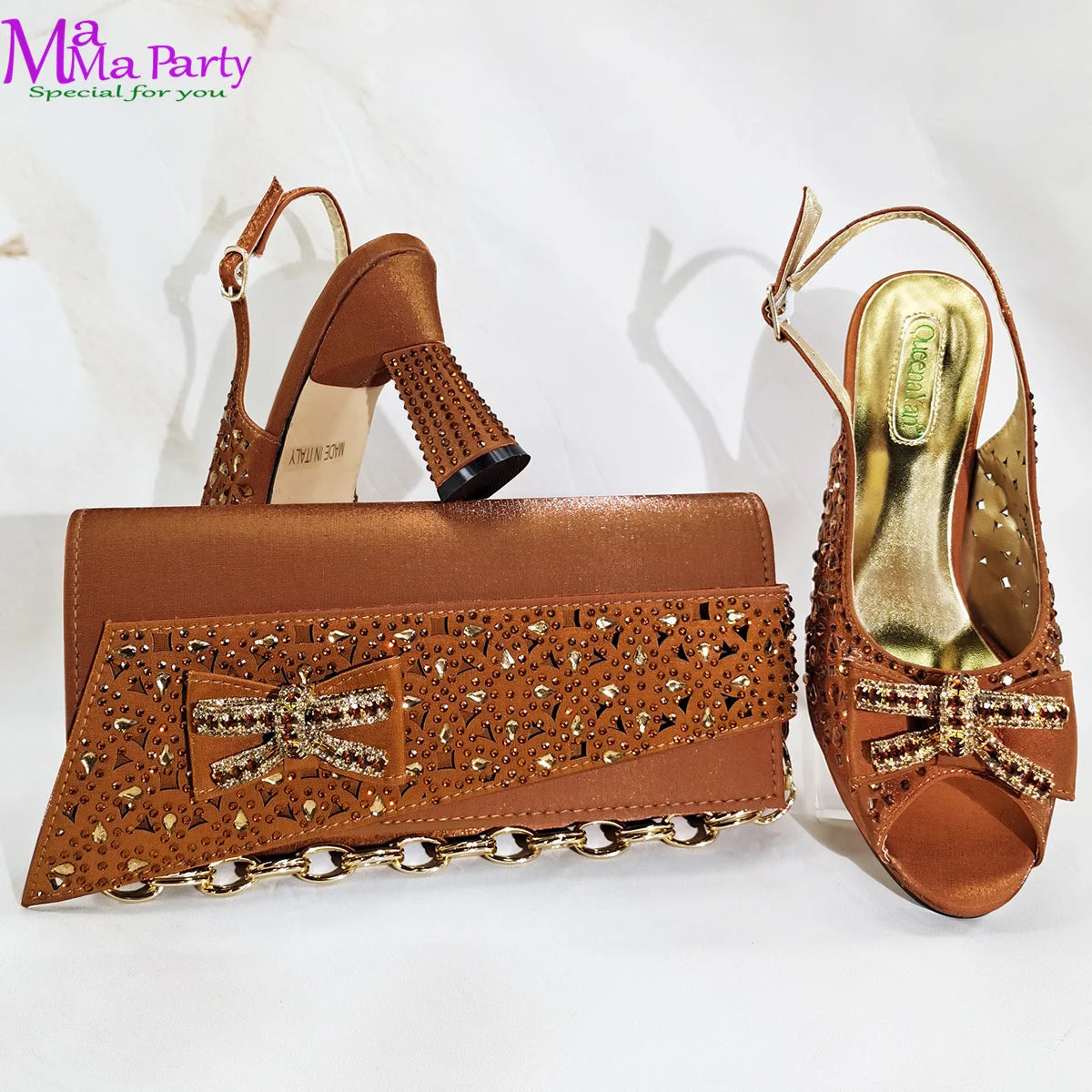 Mature New Fashion Classics Design Italian Women Shoes and Bag to Match in Wine Color Comfortable Heels for Party