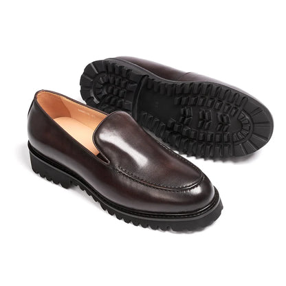 Fashionable Men Formal Shoes Genuine Leather Handmade High Heels Thick Shoes Classic Wedding Office Men's Formal Business Shoes