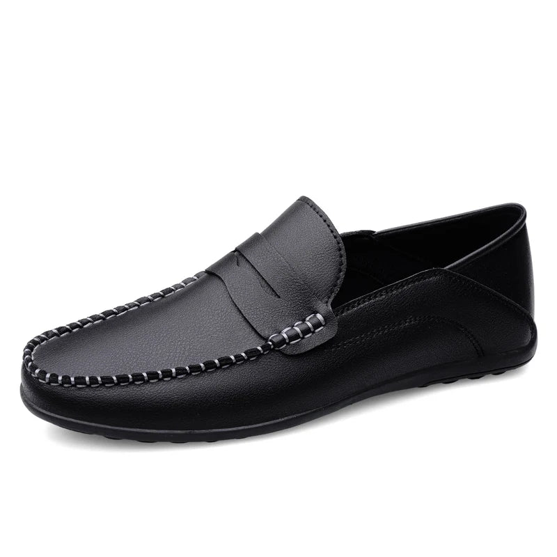 Men's fashion leather shoes Four Season new plus size casual soft sole white shoes anti slip outdoor business dress leather shoe