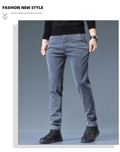 Smil Straight Men Jeans Autumn casual black gray  denim trousers pants for man korea clothing