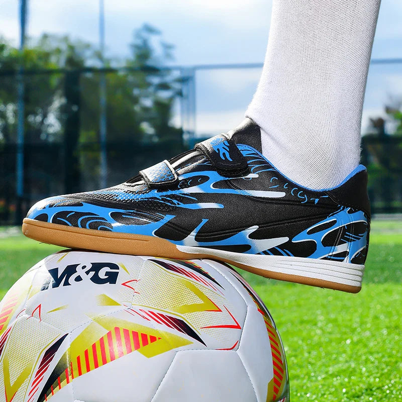 Soccer Shoes with Patent Leather Upper for Kids, Multicolor TF Training Styles