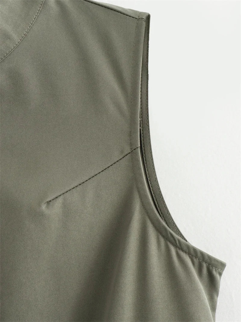 Zipper Long Dress Woman Pleated Sleeveless Bodycon Dress Summer Elegant Party Dresses For Women 2025 New Midi Dresses