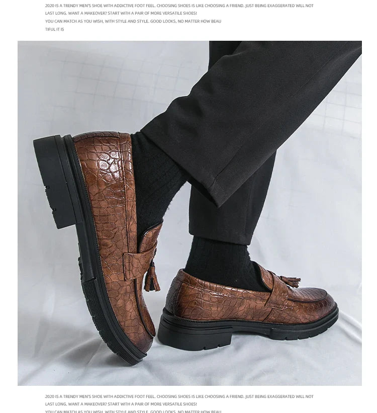 Formal Shoes For Men Fashion Casual Leather Loafers Male Slip On Business Leather Shoes Men's Dress Shoes Party Office Loafers