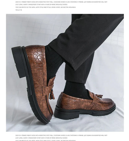 Formal Shoes For Men Fashion Casual Leather Loafers Male Slip On Business Leather Shoes Men's Dress Shoes Party Office Loafers