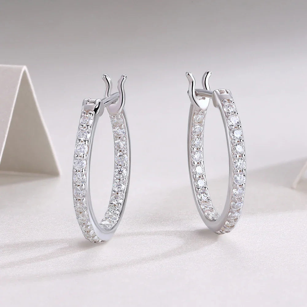 2mm D Color Moissanite Earring s925 Silver Plated 18k White Gold with GRA Certificates Wedding Hoop Earrings for Women