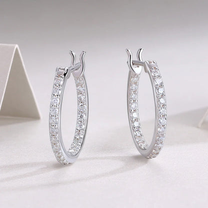 2mm D Color Moissanite Earring s925 Silver Plated 18k White Gold with GRA Certificates Wedding Hoop Earrings for Women