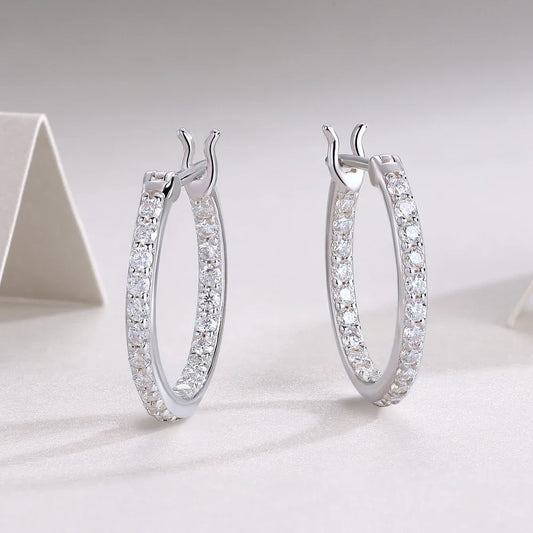 2mm D Color Moissanite Earring s925 Silver Plated 18k White Gold with GRA Certificates Wedding Hoop Earrings for Women